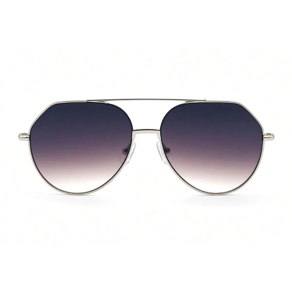 Sunglasses Silver Frame Black Gradient Lens Fashion Eyewear Driving Shades Men‎
